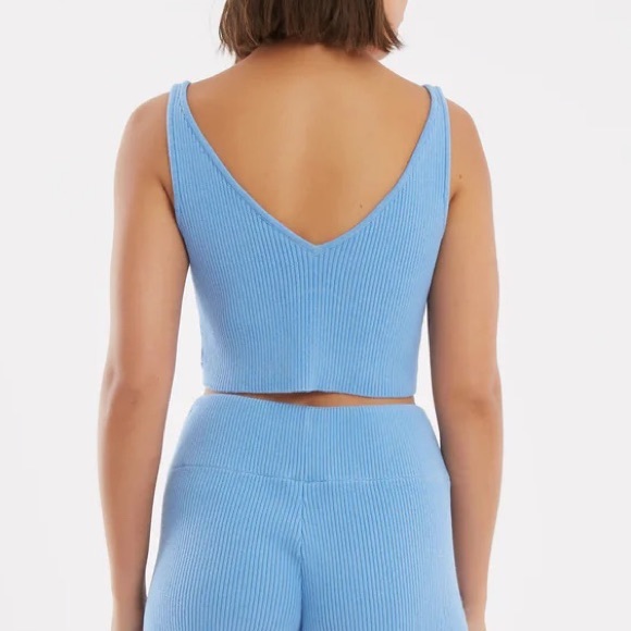 Zulu & Zephyr Siesta Cotton Blend Knit blue Crop Top - Picture 2 of 5